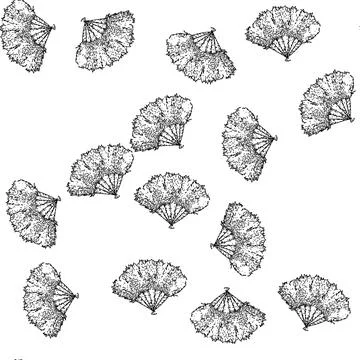 Seamless pattern collectible old fashioned fan sketch hand drawn Illustrazione stock