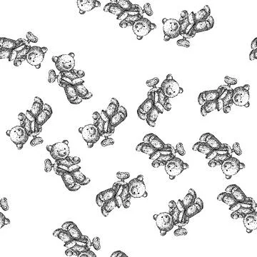 Seamless pattern collectible wind up toy sketch hand drawn Illustrazione stock