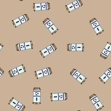 Seamless pattern Collecting used batteries for eco friendly recycling process Stock Illustration