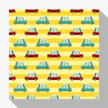 Seamless pattern collection with car Stock Illustration