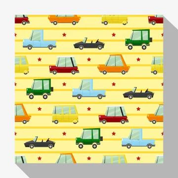 Seamless pattern collection with car Stock Illustration