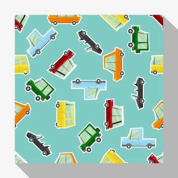 Seamless pattern collection with car Stock Illustration