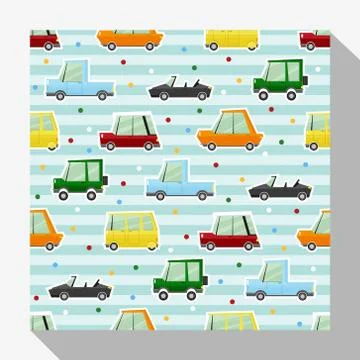 Seamless pattern collection with car Stock Illustration