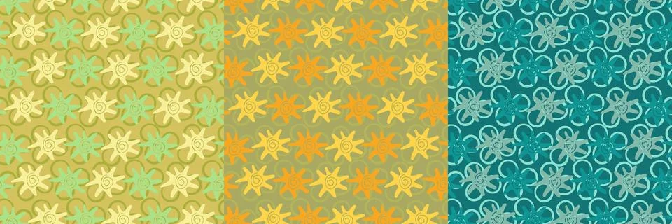 Seamless pattern collection with colorful seashells. Marine childish backgr.. Illustrazione stock