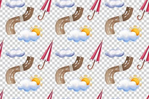 Seamless pattern. Collection of hand-painted watercolor elements Stock Illustration