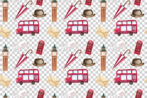 Seamless pattern. Collection of hand-painted watercolor elements Illustrazione stock