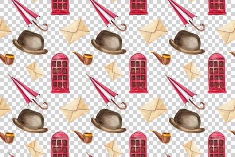 Seamless pattern. Collection of hand-painted watercolor elements Illustrazione stock