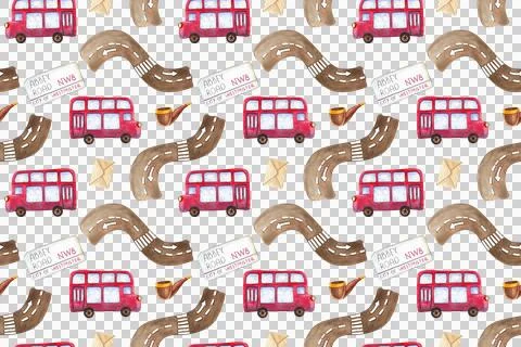 Seamless pattern. Collection of hand-painted watercolor elements Stock Illustration