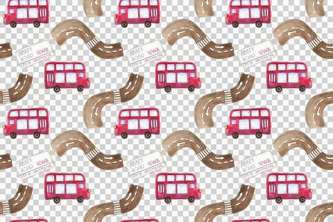 Seamless pattern. Collection of hand-painted watercolor elements Stock Illustration