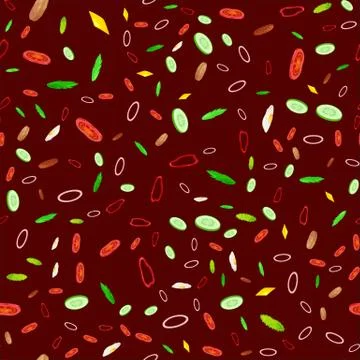 Seamless Pattern Collection mix of fresh sliced vegetable, organic healthy food Stock Illustration