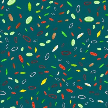 Seamless Pattern Collection mix of fresh sliced vegetable, organic healthy food Stock Illustration