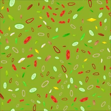 Seamless Pattern Collection mix of fresh sliced vegetable, organic healthy food Stock Illustration