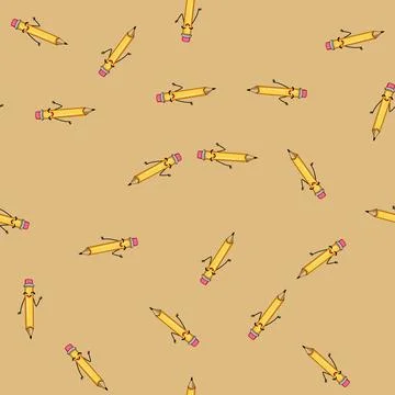 Seamless pattern collection pen character cartoon vector 스톡 일러스트