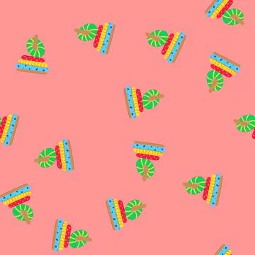 Seamless pattern collection pyramid toy cartoon vector Illustration