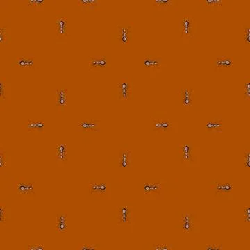 Seamless pattern colony ants on orange background. Vector insects template in Stock Illustration