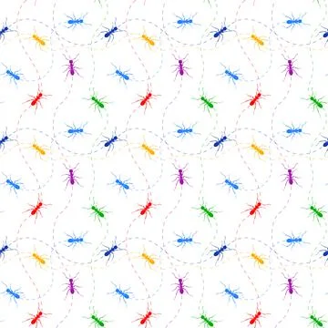 Seamless pattern with color ant and lines. Vector. Stock Illustration