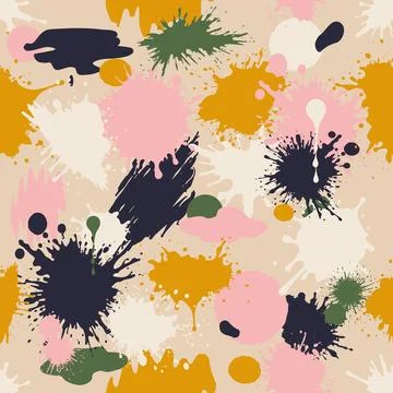 Seamless pattern color blots and splashing, drops Stock Illustration