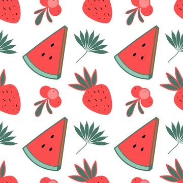 Seamless pattern color drawings of summer sweets Stock Illustration