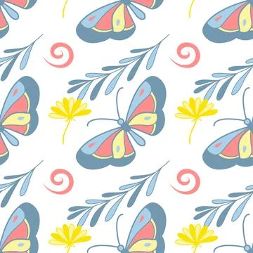 Seamless pattern color drawings of summer joys Stock Illustration