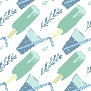 Seamless pattern color drawings of summer sweets Illustrazione stock