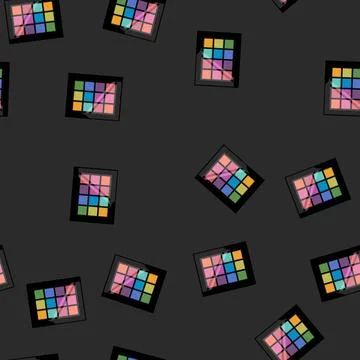 Seamless pattern color eyeshadow beauty cartoon vector Stock Illustration
