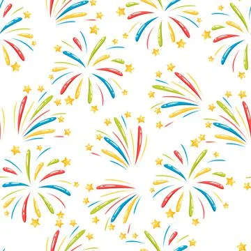 Seamless pattern with color firework. Decoration for celebration. Stock Illustration