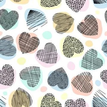 Seamless pattern with color hearts Stock Illustration