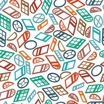 Seamless pattern color isometric window Stock Illustration