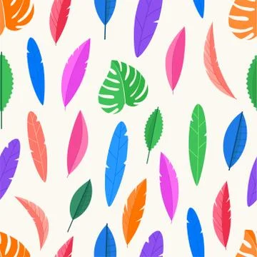 Seamless pattern of color leaves. Vector background Stock-Illustration