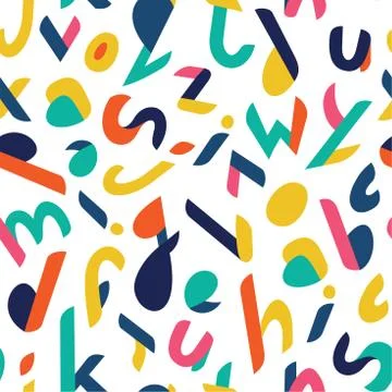 Seamless pattern with color letters. Kid alphabet. Can be used on packaging p Stock Illustration