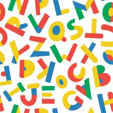 Seamless pattern with color letters. Kid alphabet. Can be used on packaging p Stock Illustration