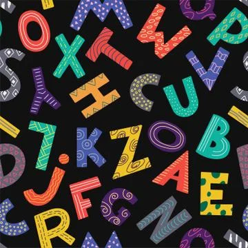 Seamless pattern with color letters. Kid alphabet. Can be used on packaging p Stock Illustration