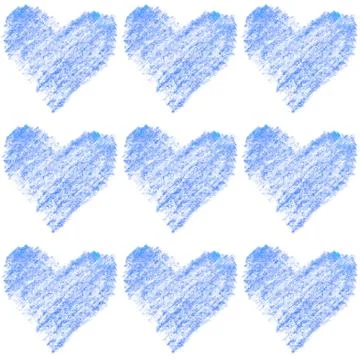 Seamless pattern with color pencil hearts. Romantic love hand drawn backgroun Illustrazione stock