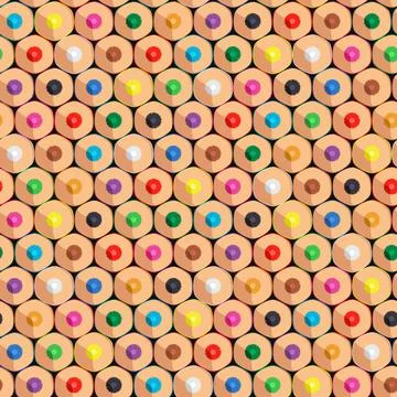 Seamless pattern with color pencils. Vector background. Stock Illustration