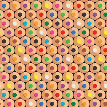 Seamless pattern with color pencils. Vector background. Stock Illustration