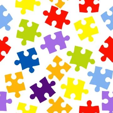 Seamless pattern with color puzzles Stock Illustration