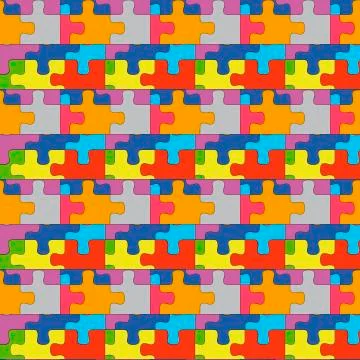 Seamless pattern with color puzzles Stock Illustration