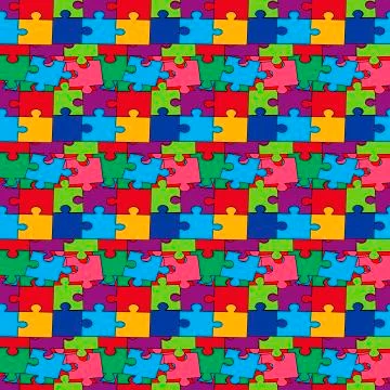 Seamless pattern with color puzzles Stock Illustration