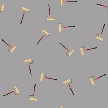 Seamless pattern color roller paint cartoon vector Stock Illustration