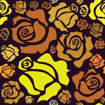 Seamless pattern of color roses - illustration Stock Illustration