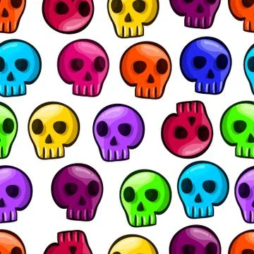 Seamless pattern with color skulls Stock Illustration