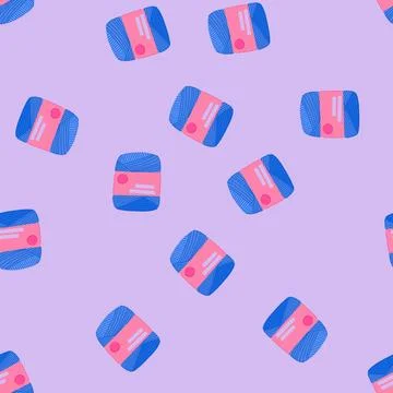 Seamless pattern color yarn wool cartoon vector Stock Illustration