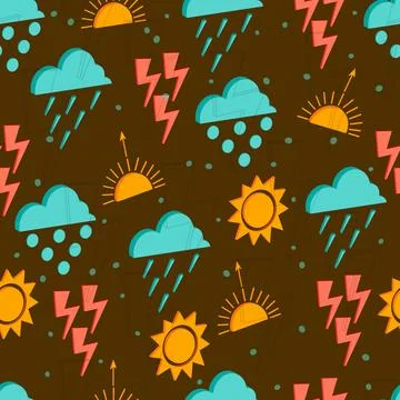 Seamless pattern of colored 3d weather icons イラスト素材