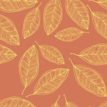 Seamless pattern with colored autumn leaves Stock Illustration
