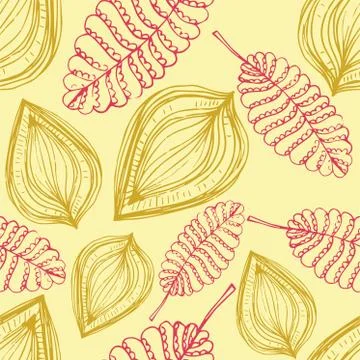 Seamless pattern with colored autumn leaves Stock Illustration