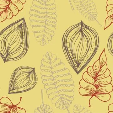 Seamless pattern with colored autumn leaves Stock Illustration