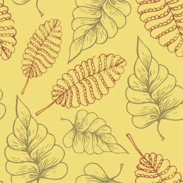 Seamless pattern with colored autumn leaves Stock Illustration