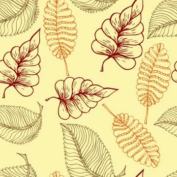 Seamless pattern with colored autumn leaves Stock Illustration