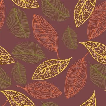 Seamless pattern with colored autumn leaves Stock Illustration