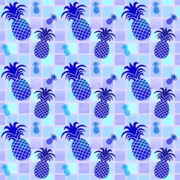 Seamless pattern on a colored background with pineapples Stock Illustration